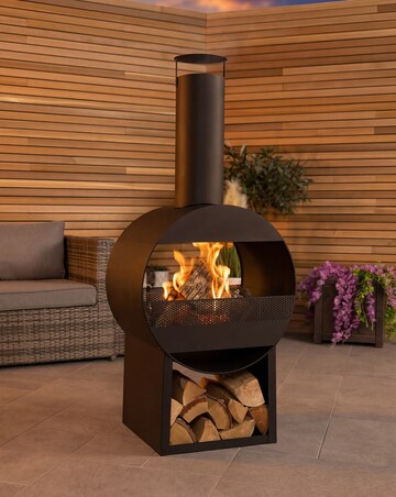 Charles Bentley Black Steel Chimenea