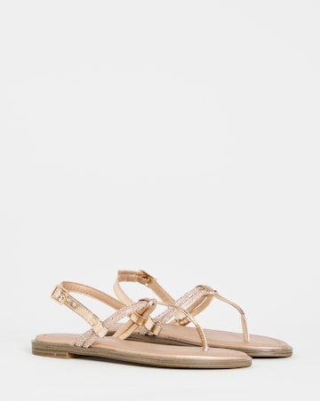 Simply Be Karma Diamante Sparkly Toe Post Sandals - Extra Wide Fit (EEE)