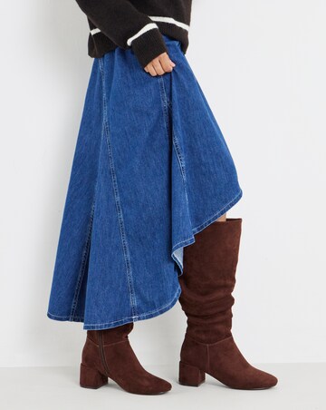 Rosie Heeled Knee High Slouch Boots - Extra Wide Fit (EEE) & Super Curvy Calf
