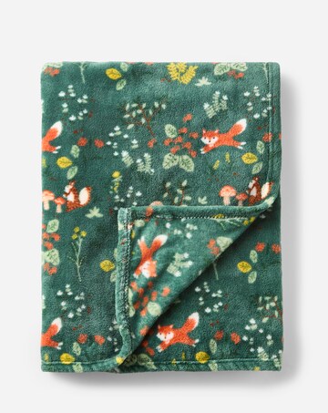 Forest Friends Fleece Throw - Forest Green