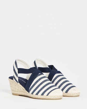 Cassie Crossover Elasticated Espadrille Sandals - Extra Wide Fit (EEE)