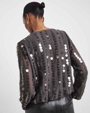 Joanna Hope Sequin Bubble Hem Top