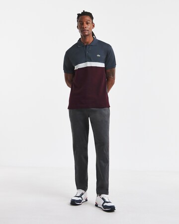 Lacoste Short Sleeve Colourblock Pique Polo - Burgundy
