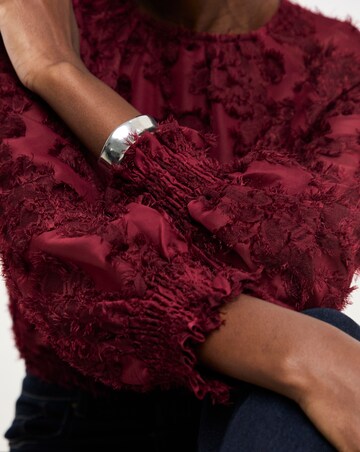 Burgundy Textured Fabric Raglan Blouse