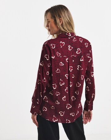 Heart Print Printed Long Sleeve Shirt