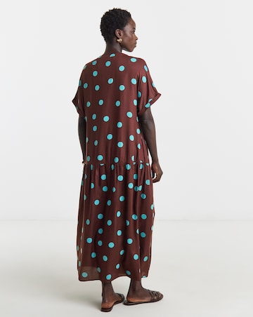 Spot Print Button Through Dress