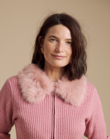 Julipa Cable Zip Through Fur Collar Cardigan