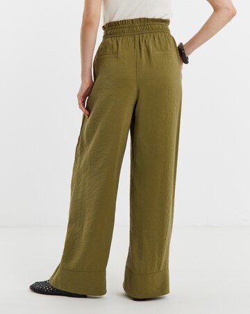 KHAKI WAISTBAND DETAIL WIDE LEG TROUSER