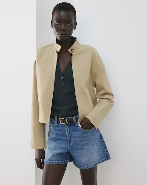 Mango Straight Mid-Rise Denim Shorts