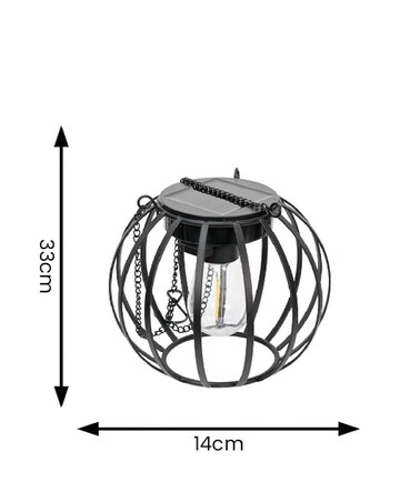 ValueLights 2 Pack Solar Powered Outdoor Black Metal Ball Garden Lantern Lights