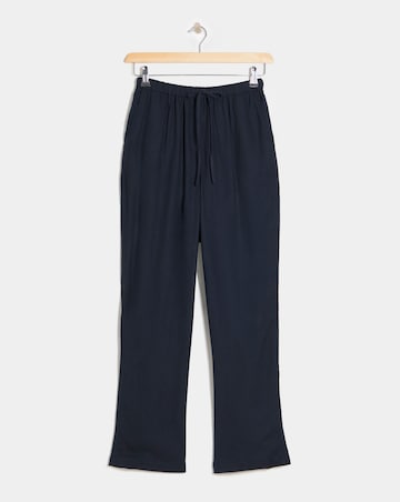 Navy Linen Mix Tapered Trouser