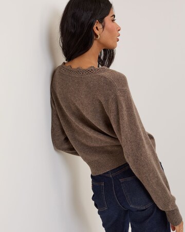 NOBODY'S CHILD CROCHET TRIM V NECK CARDIGAN