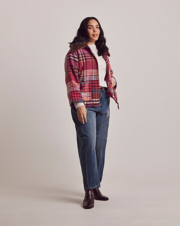 Julipa Check Fur Trim Collar Coat