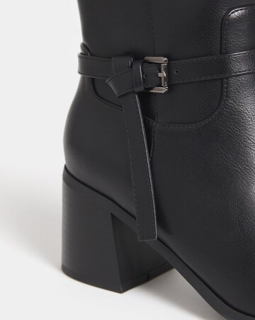 Aliyah Sherling Trim Block Heel Ankle Boots - Wide Fit (E)