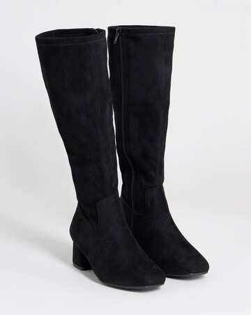 Natalya Heeled Stretch Knee High Boots - Extra Wide Fit (EEE) & Super Curvy Calf