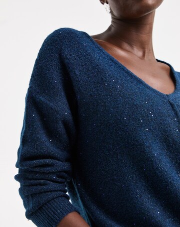 Sequin Glitter Knit Longline Jumper