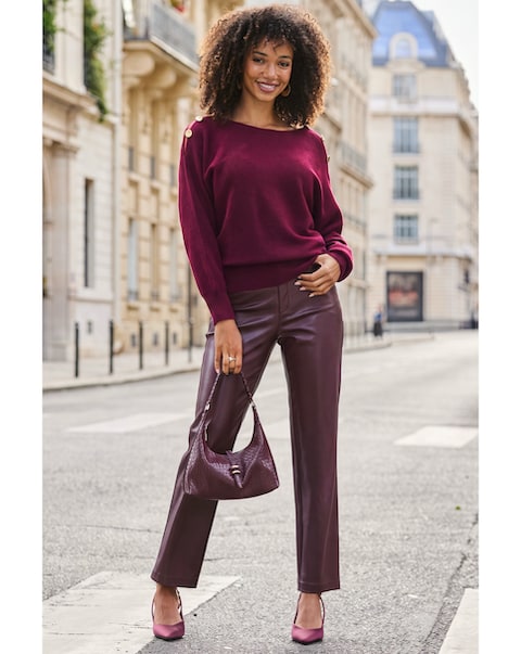 Sosandar Faux Leather Straight Leg Trouser