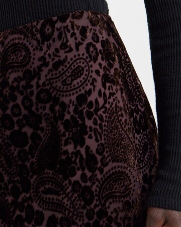 Chocolate Paisley Velour Burnout Midaxi Skirt