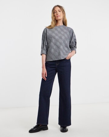 Grey Checked Raglan Sleeve Top