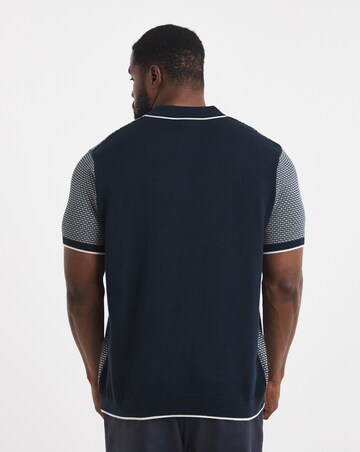 Geo Patterned Short Sleeve Knitted Polo