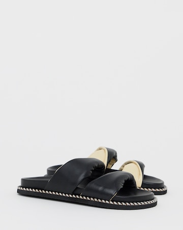 Simply Be Mica Soft Twist Leather Footbed Sandals - Extra Wide Fit (EEE)