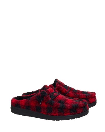 HeyDude Wally Buffalo Plaid Slipper - Red/Black