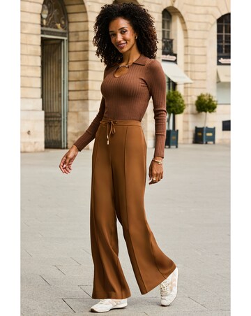 Sosandar Side Stripe Wide Leg Trouser