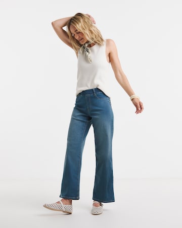Mid Blue Stretch Wide Leg Jeggings