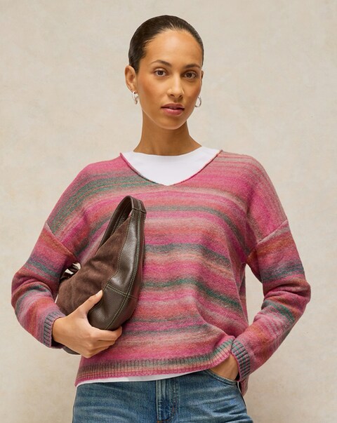 White Stuff Spacedye V-Neck Jumper