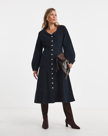 Indigo Button Through Denim Midi Dress