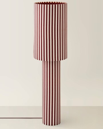 ValueLights Florence Burgundy Pinstripe Linen Midi Floor Lamp