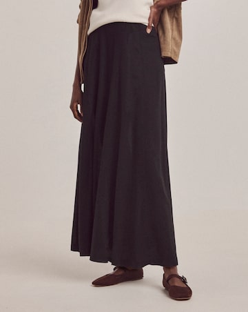 Anthology Black Linen Seam Detail Maxi Skirt