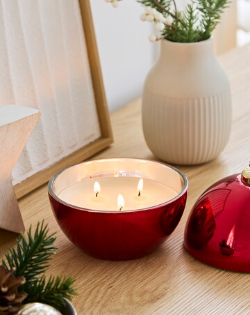 Mercury Red Glass Bauble Candle - Cinnamon Apple