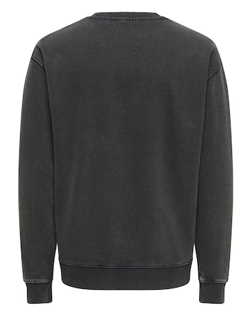 Only & Sons Creative College Relaxed Washed Crew Sweat - Washed Black