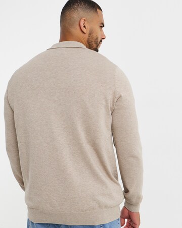 Textured Long Sleeve Knitted Polo