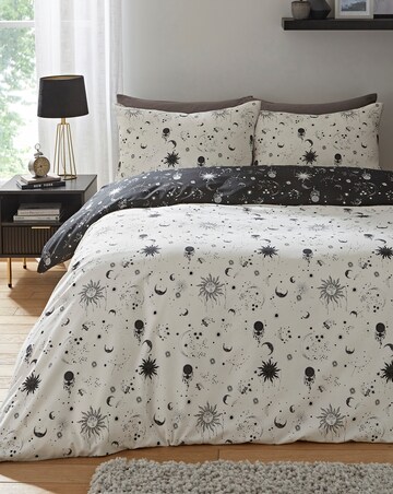Moon and Stars Reversible Cotton Blend Duvet Cover Set