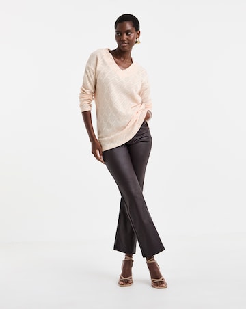 Blush Glitter Textured Long Sleeve V-Neck Top