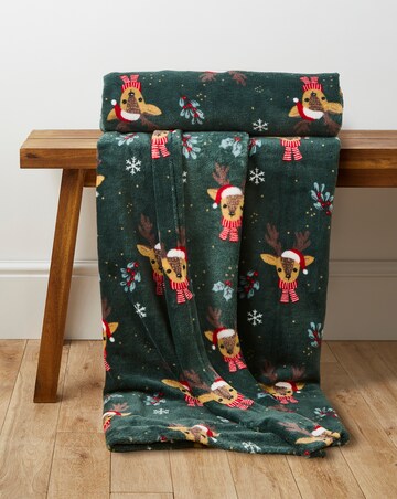 Christmas Reindeer Fleece Throw