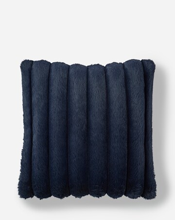 Ribbed Faux Fur Cushion - Navy