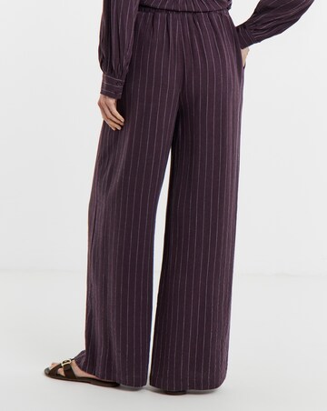PLUM PINSTRIPE TIE WAIST WIDE LEG TROUSER CO-ORD
