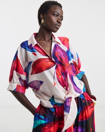 Printed Tie Front Shirt