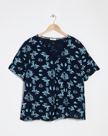 Julipa Printed Crinkle Short Sleeve Top