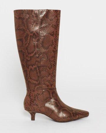 Rosa Pointed Kitten Heel Knee Boots - Wide Fit (E) & Curvy Calf