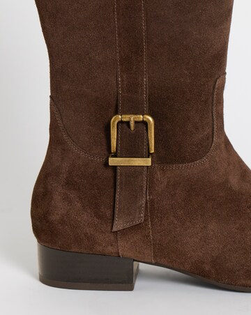 Roxy Suede Knee High Buckle Riding Boots - Wide Fit (E) & Curvy Calf