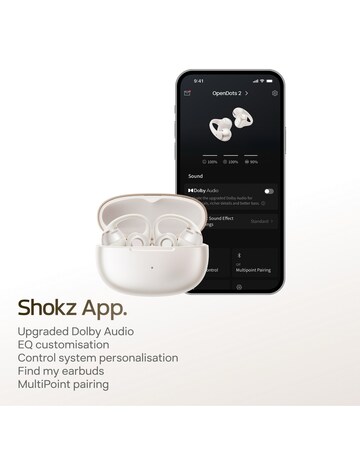 Shokz OpenDots 2 Clip-On Open-Ear True Wireless Earbuds - White