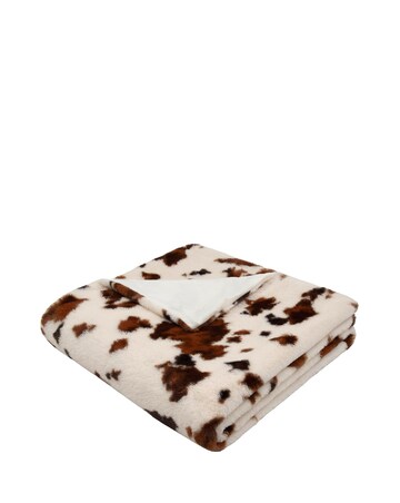 Fusion Cow Print Faux Fur Bedspread