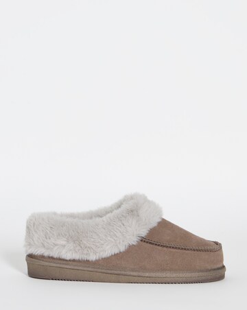 Capri Full Suede Faux Fur Trim Slippers - Extra Wide Fit (EEE)