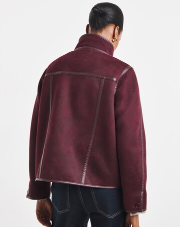 Burgundy Zip Front Aviator Jacket