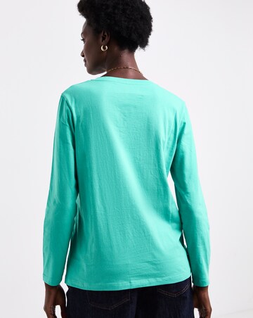Teal V-Neck Long Sleeve T-Shirt