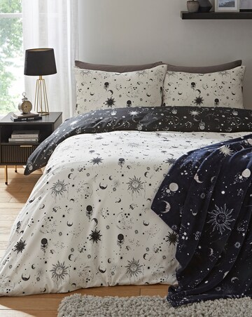 Moon and Stars Reversible Cotton Blend Duvet Cover Set